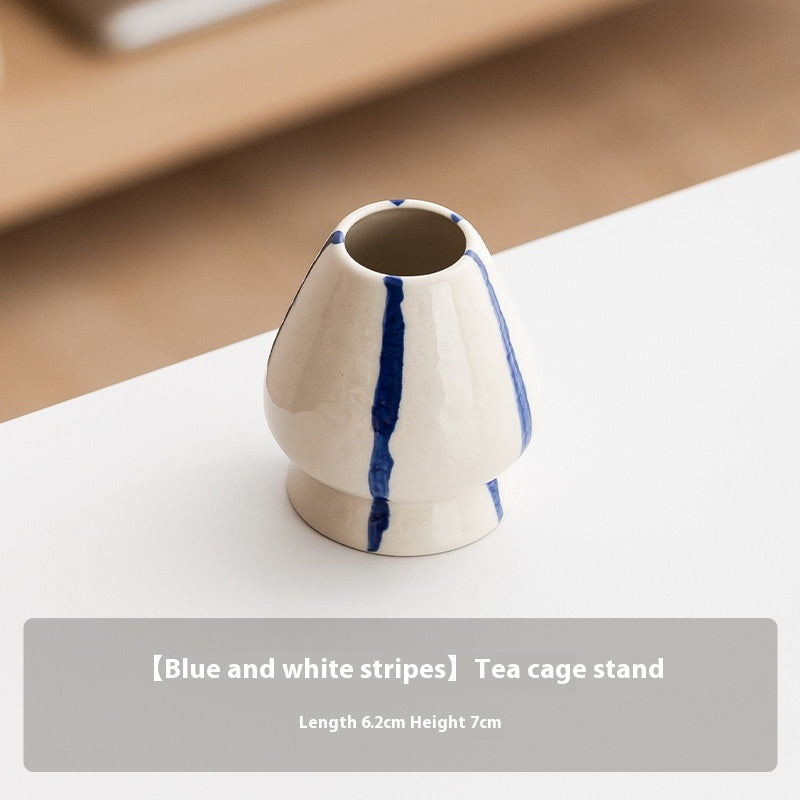 Whisk holder, blue stripes