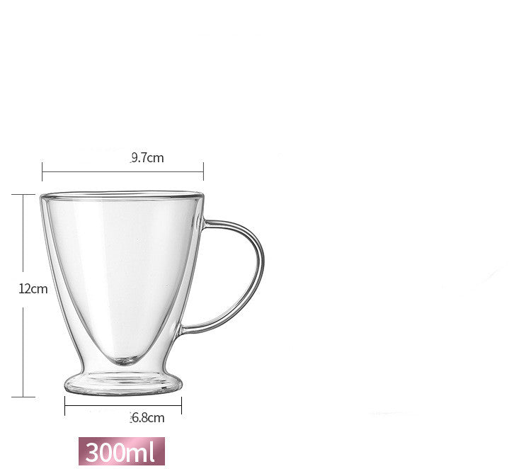 Double-wall glass cup dimensions, 300 ml