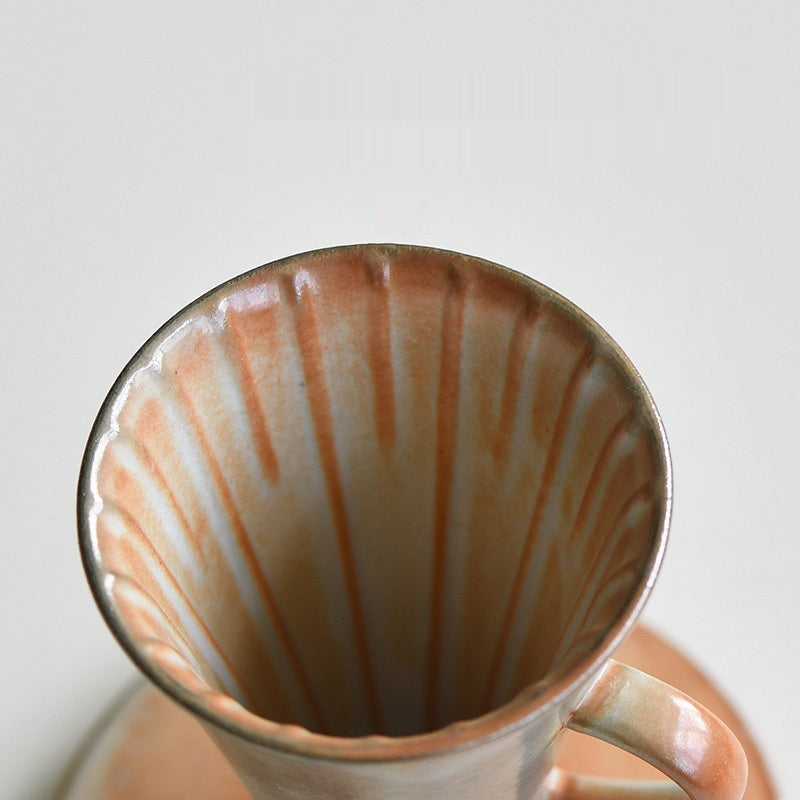 Ribbed interior of the stoneware dripper