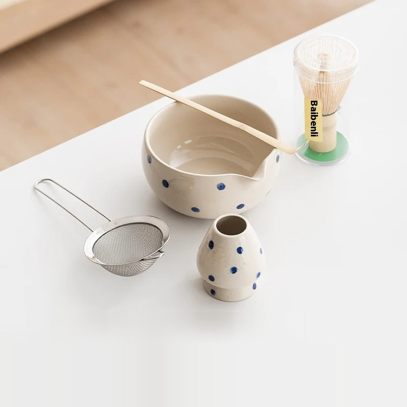 Matcha Starter Kit, blue dots