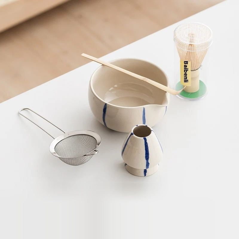 Matcha Starter Kit, blue stripes