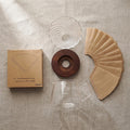 Pour-Over Coffee Kit: glass dripper, glass server and paper filters