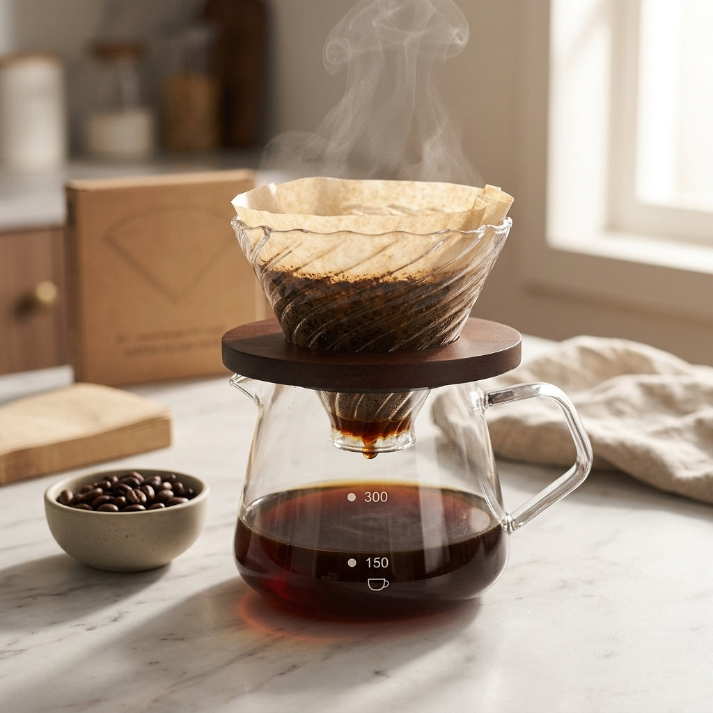 Brewing morning coffee with the Pour-Over Coffee Kit